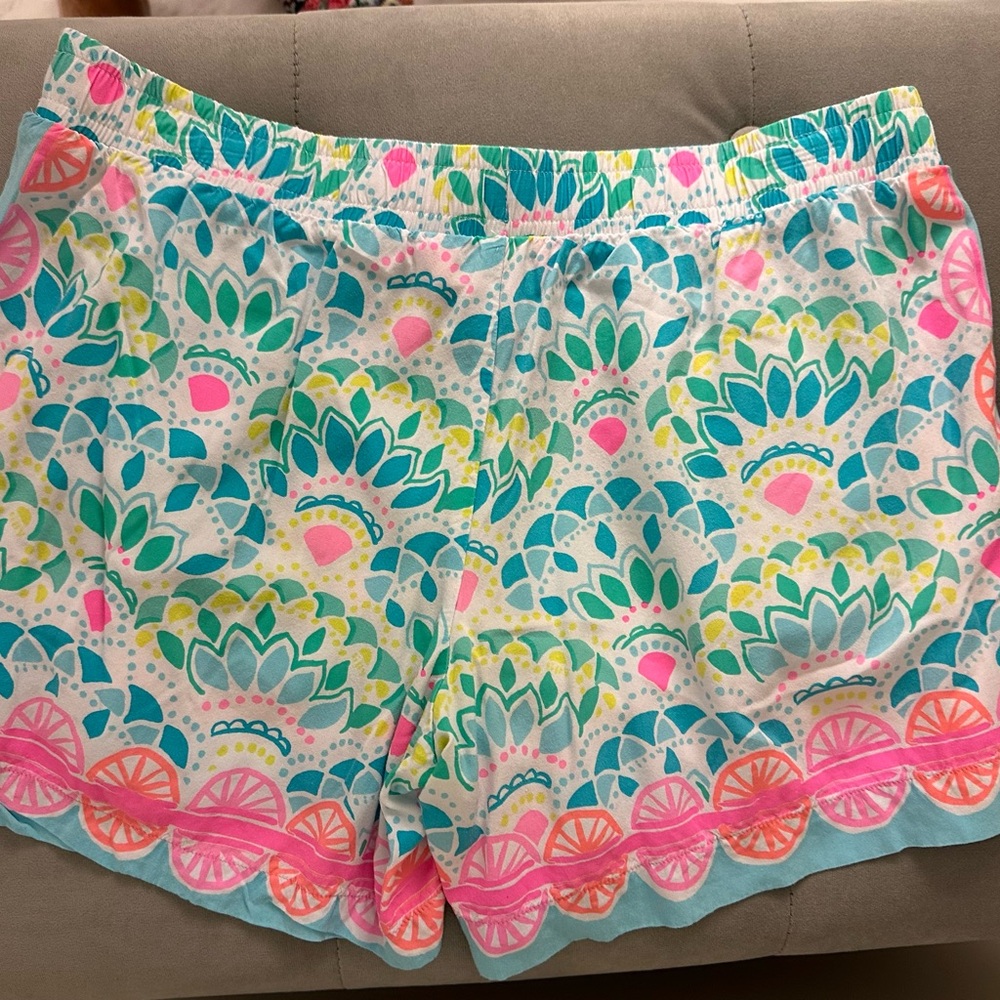 Lilly Pulitzer Pink and Blue Shorts with Tropical Design. Great condition